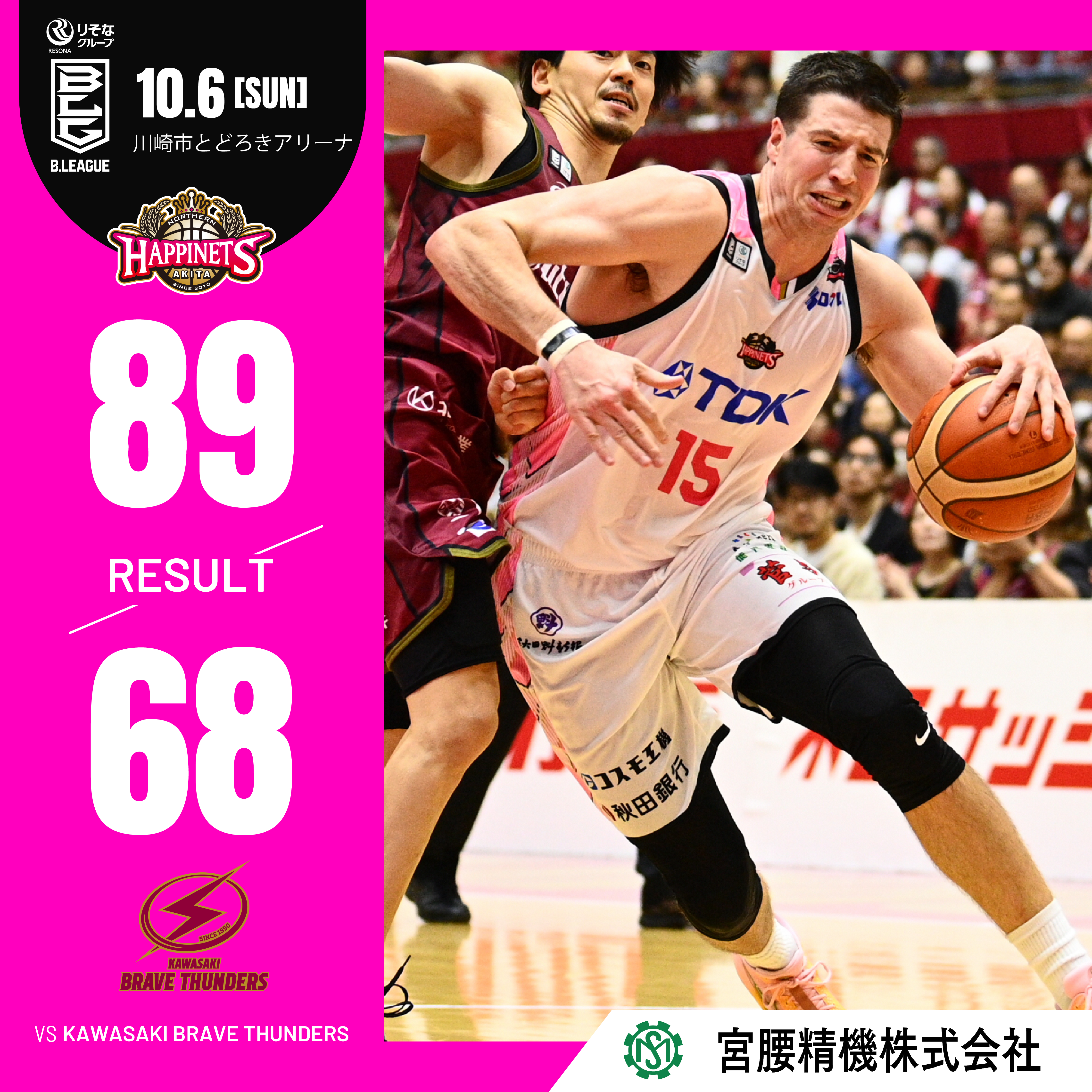 試合結果】10/6(日)第1節 vs 川崎ブレイブサンダース GAME2 試合結果】10/6(日)第1節 vs 川崎ブレイブサンダース GAME2
