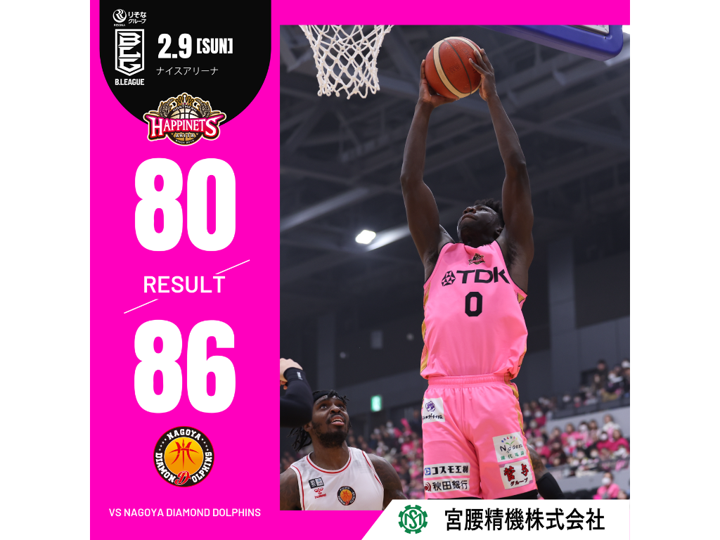 試合結果】2/9(日)第21節 YURIホールディングス presents. vs 名古屋